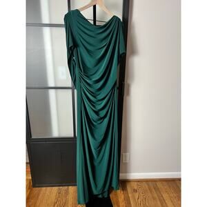 Betsy & Adam Women's Knit Drape Back Long Gown in Green Size 14W